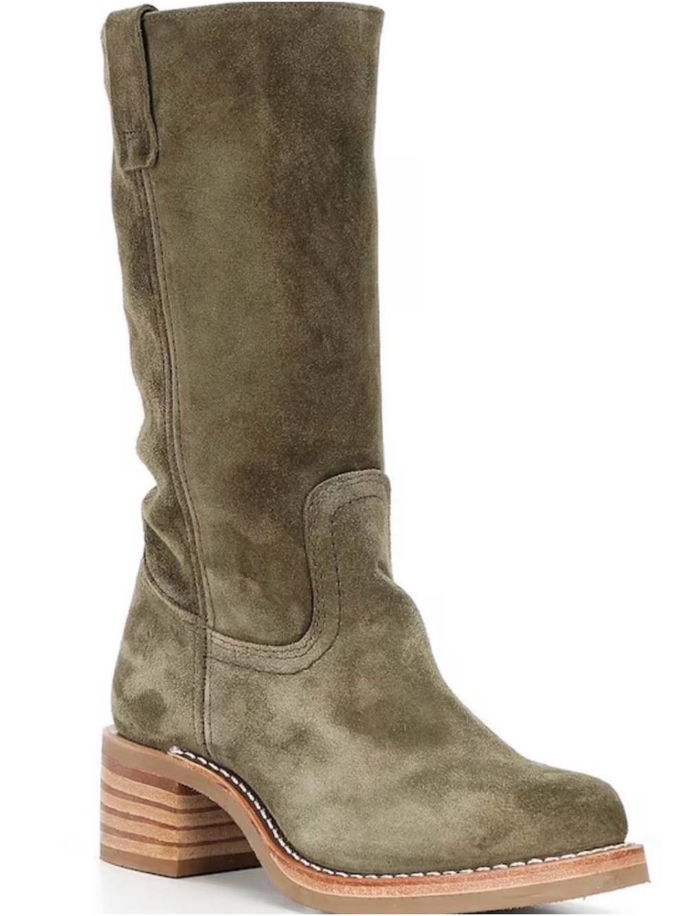 Frye Olive Suede Mid-Calf Heeled Boot